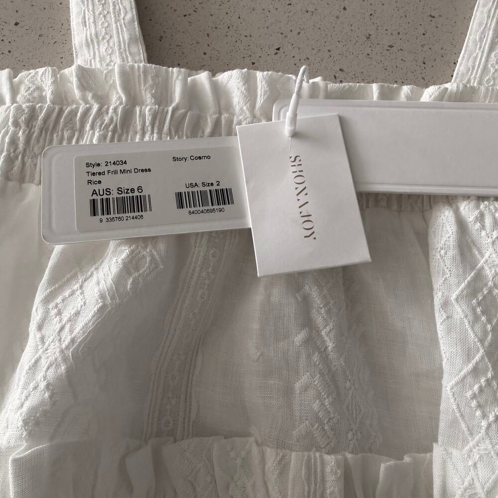 Shona Joy Cosmo Tiered Linen Mini Dress XS White NWT Resort Summer - Picture 7 of 10
